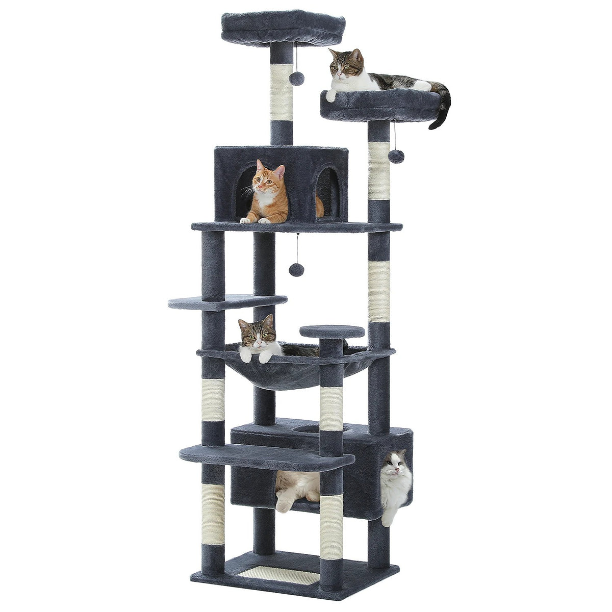 Arbre à chat avec niches, hamac et griffoirs sisal
