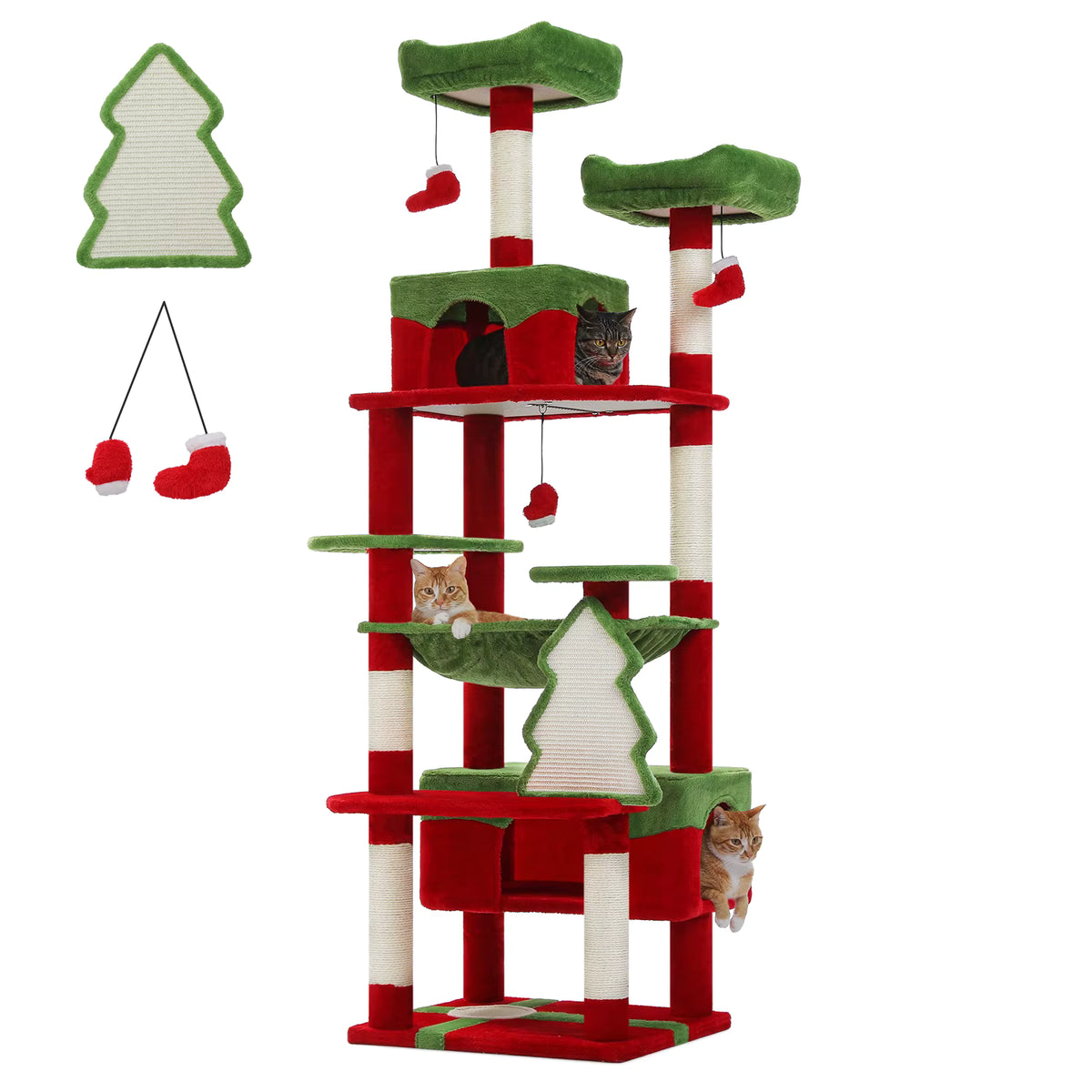 Arbre à chat avec niches, hamac et griffoirs sisal