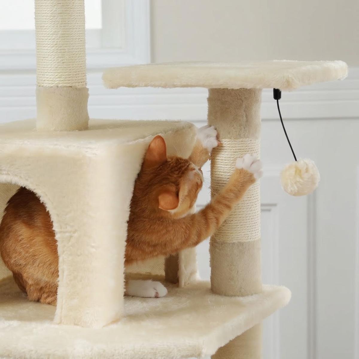 Arbre à chat avec niches, hamac et griffoirs sisal