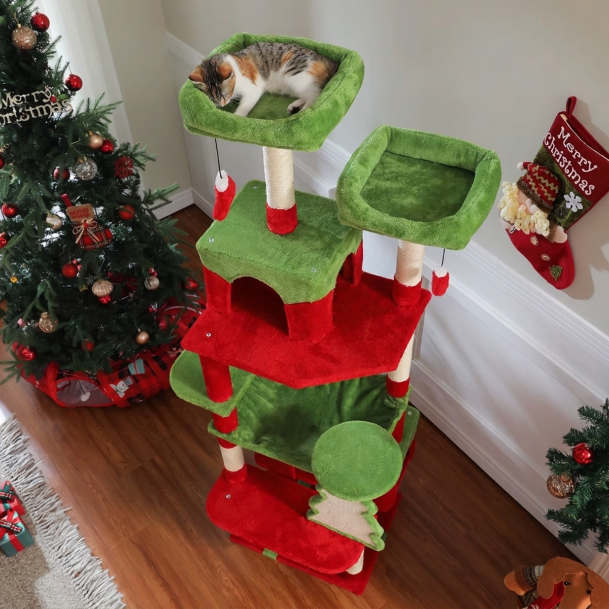 Arbre à chat avec niches, hamac et griffoirs sisal