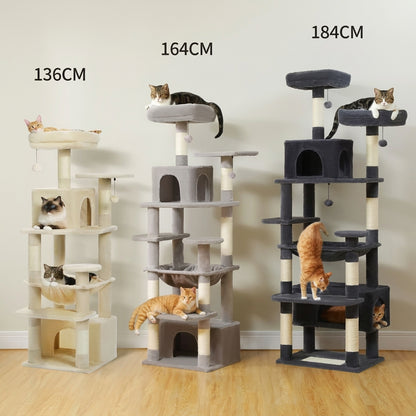 Arbre à chat avec niches, hamac et griffoirs sisal