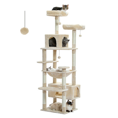 Arbre à chat avec niches, hamac et griffoirs sisal