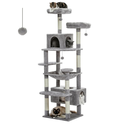 Arbre à chat avec niches, hamac et griffoirs sisal